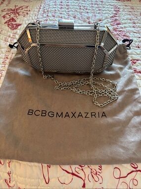 BCBGMaxAzria Silver Metallic Mesh Chainlink Clutch/Shoulder